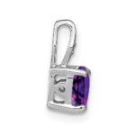 14k White Gold 6mm Heart Amethyst and Diamond Chain Slide - Image 2