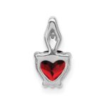 14k White Gold 6mm Heart Garnet and Diamond Chain Slide - Image 4