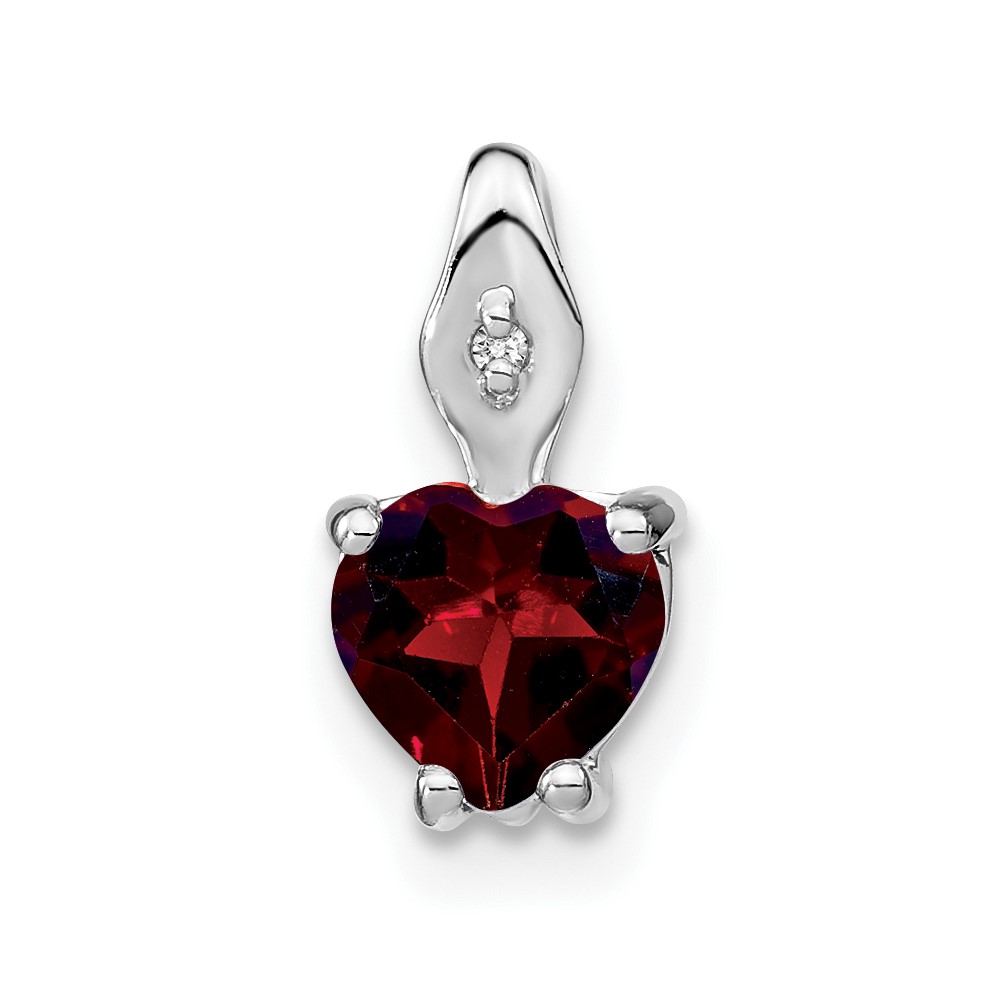 PM7001-GA-001-WA.jpg 14k White Gold 6mm Heart Garnet and Diamond Chain Slide - Image 1