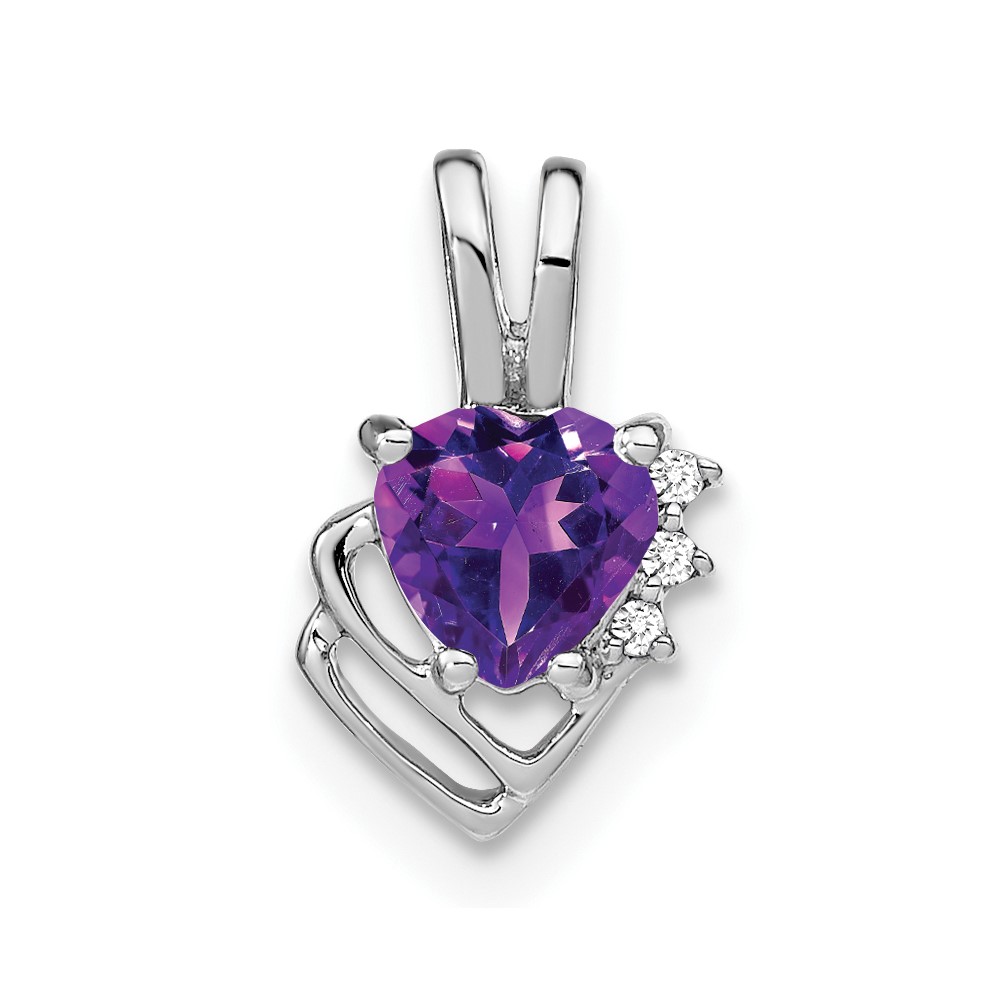 PM7002-AM-001-WA.jpg 14k White Gold 5mm Heart Amethyst and Diamond Pendant - Image 1
