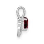 14k White Gold 5mm Heart Garnet and Diamond Pendant - Image 2