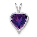 14k White Gold Amethyst and Diamond MOM Heart Pendant - Image 4