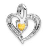 14k White Gold Citrine and Diamond Heart Pendant - Image 4