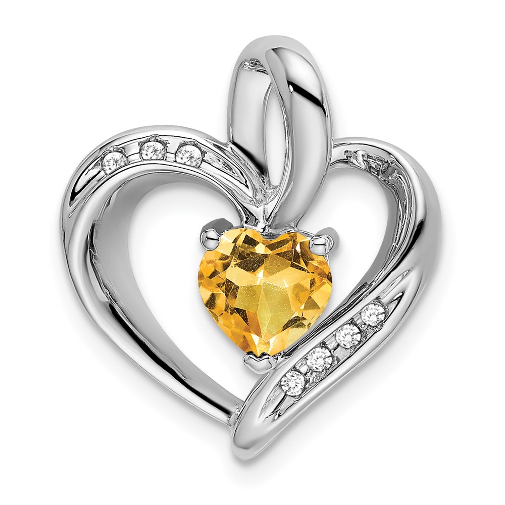 PM7004-CI-005-WA.jpg 14k White Gold Citrine and Diamond Heart Pendant - Image 1