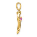 14k Lab Created Pink Sapphire and Diamond Heart Pendant - Image 2