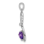 14k White Gold Amethyst and Diamond Heart Pendant - Image 2