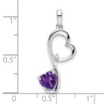 14k White Gold Amethyst and Diamond Heart Pendant - Image 3
