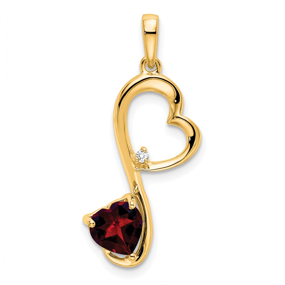 PM7007-GA-001-YA.jpg 14k Garnet and Diamond Heart Pendant - Image 1