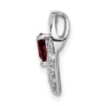 14k White Gold Garnet and Diamond Heart Chain Slide - Image 2