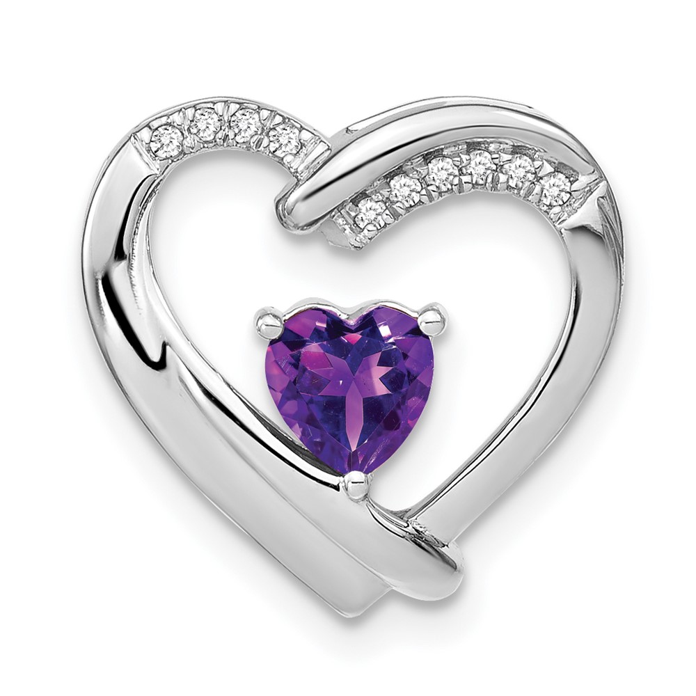 PM7018-AM-005-SSA.jpg Sterling Silver Rhodium-plated Amethyst and Diamond Pendant - Image 1