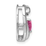 Sterling Silver Rhod-plated Created Pink Sapphire/Diamond Pendant - Image 2