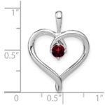 14k White Gold Garnet Heart Pendant - Image 3