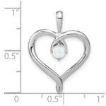 14k White Gold Lab Created Opal Heart Pendant - Image 3