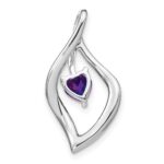 14k White Gold Heart 5mm Amethyst and Diamond Leaf Chain Slide - Image 4