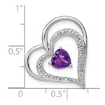 14k White Gold Amethyst and Diamond Double Heart Chain Slide - Image 2