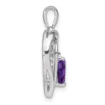 Sterling Silver Rhodium-plated Amethyst and Diamond Pendant - Image 2