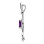 14k White Gold 6mm Heart Amethyst and Diamond Cat Chain Slide - Image 2