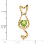 14k 6mm Heart Peridot and Diamond Cat Chain Slide - Image 3