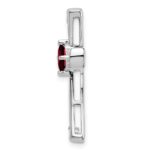14k White Gold 4mm Square Garnet and Diamond Cross Chain Slide - Image 2
