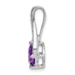 14k White Gold 7mm Cushion Amethyst and Diamond Pendant Fits up to 4mm Fancy Omega Only - Image 2