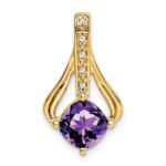 14k 7mm Cushion Amethyst and Diamond Pendant Fits up to 4mm Fancy Omega Only