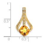 14k 7mm Cushion Citrine and Diamond Pendant Fits up to 4mm Fancy Omega Only - Image 3