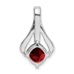 14k White Gold 7mm Cushion Garnet and Diamond Pendant Fits up to 4mm Fancy Omega Only - Image 4