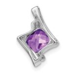 14k White Gold 6mm Cushion Amethyst and Diamond Chain Slide - Image 4