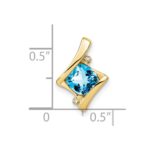 10k Yellow Gold Blue Topaz and Diamond Pendant - Image 3