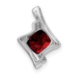 14k White Gold 6mm Cushion Garnet and Diamond Chain Slide - Image 4