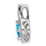 14k White Gold 6mm Cushion Blue Topaz and Diamond Chain Slide - Image 2