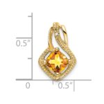 14k 6mm Cushion Citrine and Diamond Chain Slide - Image 3