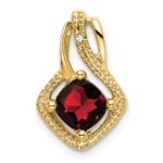 14k 6mm Cushion Garnet and Diamond Chain Slide