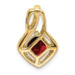 14k 6mm Cushion Garnet and Diamond Chain Slide - Image 4