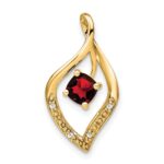 14k 5mm Cushion Garnet and Diamond Leaf Chain Slide
