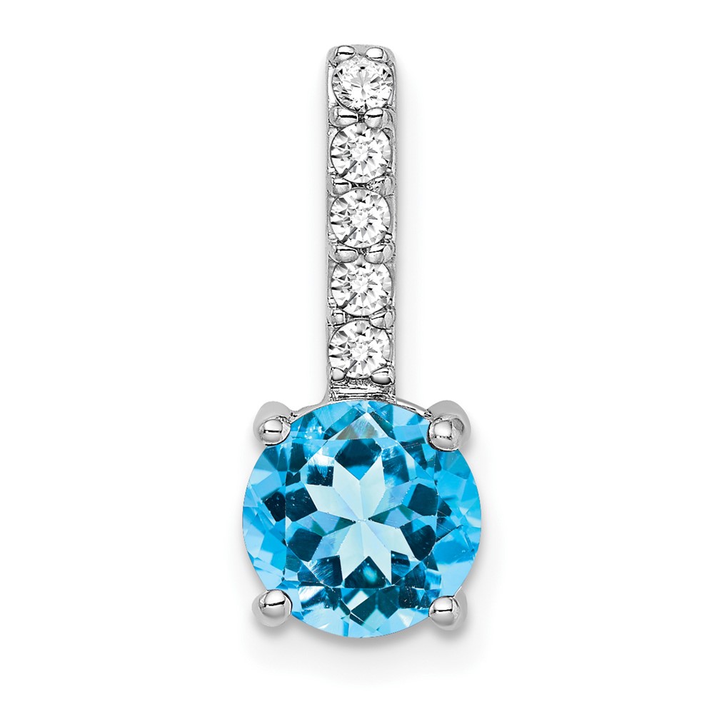PM7036-BT-013-WA.jpg 14k White Gold 7mm Round Blue Topaz and Diamond Chain Slide - Image 1
