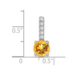 14k White Gold 7mm Round Citrine and Diamond Chain Slide - Image 3