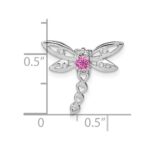 14k White Gold Lab Created Pink Sapphire and Diamond Dragonfly Chain Slide - Image 3