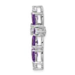 14k White Gold 6x4mm Pear Amethyst and Diamond Cross Chain Slide - Image 2