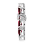 10K White Gold Garnet and Diamond Cross Chain Slide - Image 2