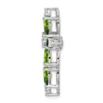 14k White Gold 6x4mm Pear Peridot and Diamond Cross Chain Slide - Image 2