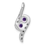 14k White Gold 2-Stone Round Amethyst and Diamond Chain Slide - Image 4