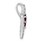 14k White Gold 2-Stone Round Garnet and Diamond Chain Slide - Image 2