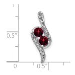 14k White Gold 2-Stone Round Garnet and Diamond Chain Slide - Image 3