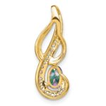 14k 6x4mm Oval Mystic Fire Topaz and Diamond Swirl Pendant - Image 4