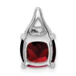 14k White Gold 8mm Cushion Garnet and Diamond Chain Slide - Image 4