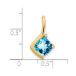 14k 7mm Cushion Blue Topaz and Diamond Pendant - Image 3