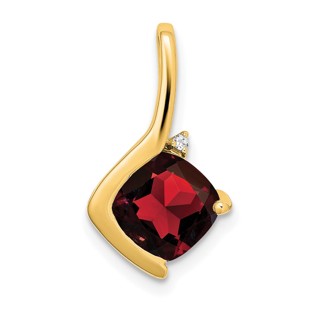 PM7046-GA-001-YA.jpg 14k 7mm Cushion Garnet and Diamond Pendant - Image 1