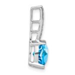 14k White Gold 8mm Cushion Blue Topaz and Diamond Chain Slide - Image 2