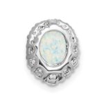 Pure Serenity 14k White Gold 1/3 carat Lab Grown Diamond VS/SI+ G+ and Lab Created Opal Chain Slide - Image 2